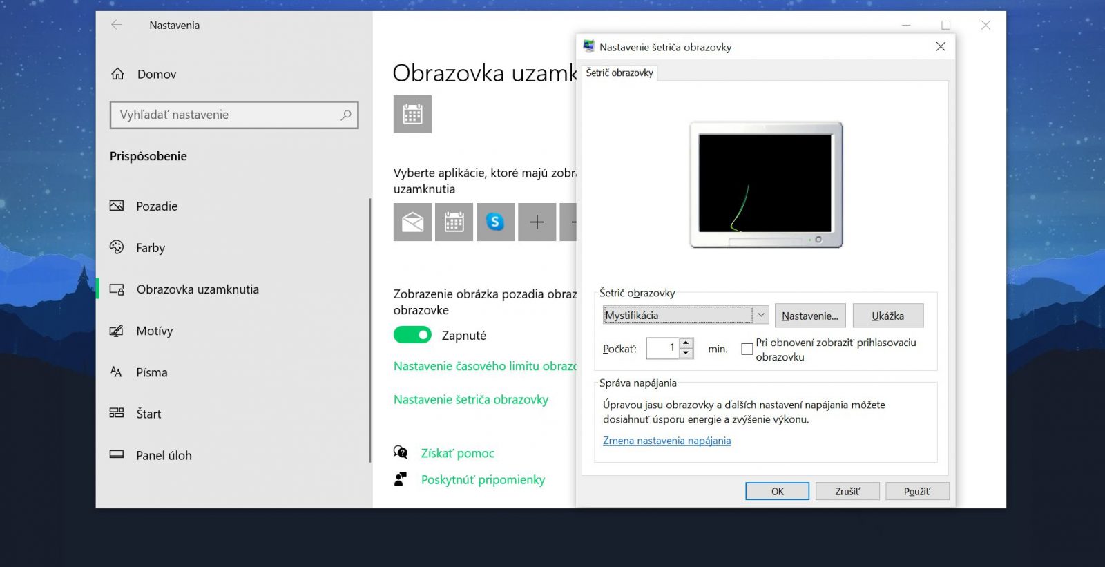 Ako vo Windows 10 nastaviť šetrič obrazovky Starý Windowsák